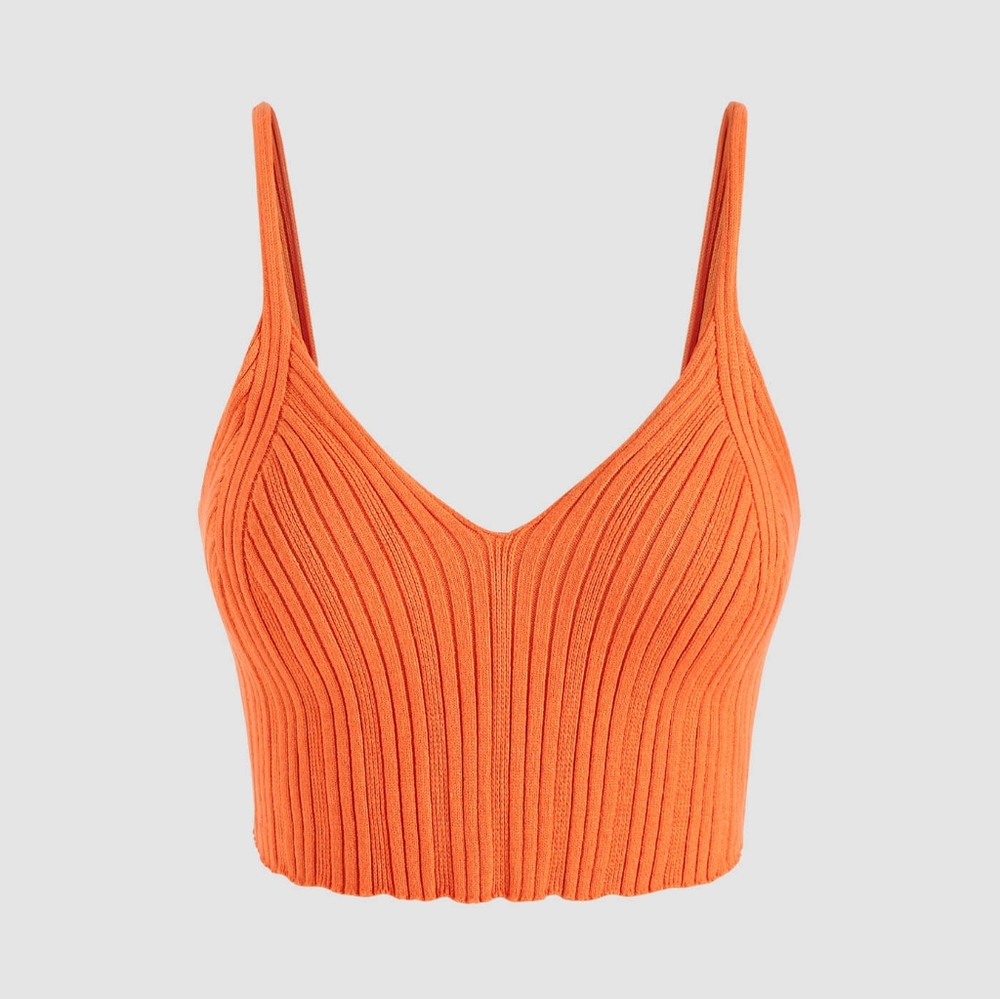 Ribbed Knit Crop Tank Top L-XL